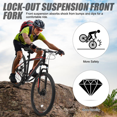 Ktaxon Mountainbike 27,5 Zoll Herren & Damen Mountainbike 21-Gang Erwachsenenfahrräder, Doppelscheibenbremse, Federgabel, Rahmen aus Kohlenstoffstahl (Schwarz)