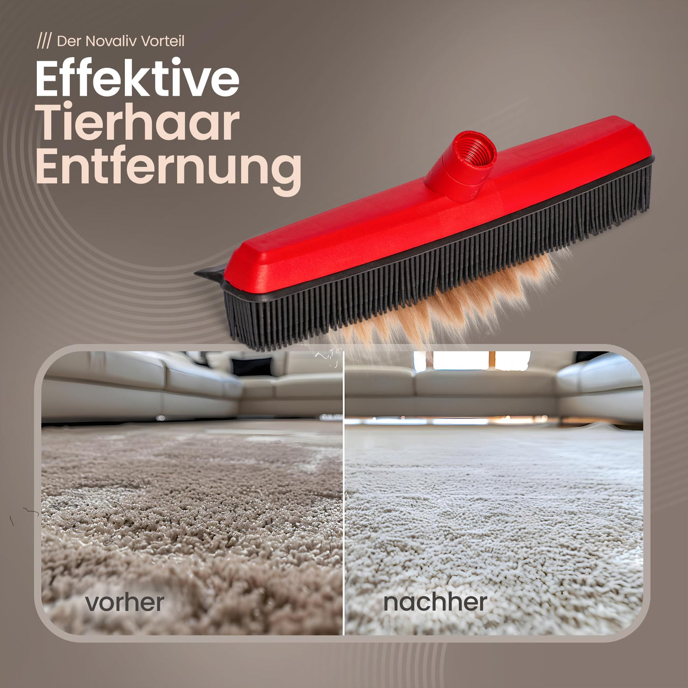 Novaliv Gummibesen mit Teleskopstiel & Kehrgarnitur Friseurbesen Set Gummi Noppenbesen Hundehaarentferner Broom Parkett Besen für Drinnen Teppichbesen Bodenabzieher Haushaltsbesen Wunderbesen