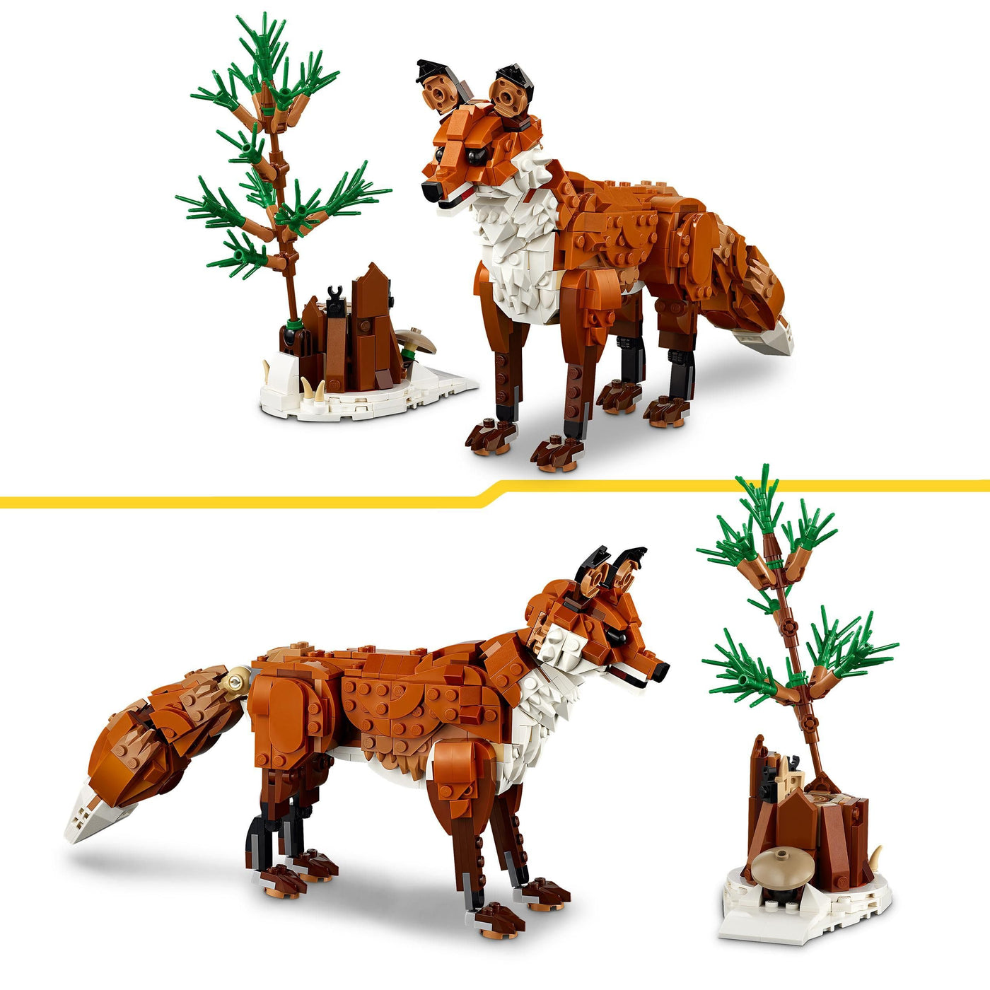 LEGO Creator Waldtiere: Rotfuchs, Tiere-Set mit Fuchs, Eule und Eichhörnchen Spielzeug, Tierfiguren des Waldes zum Spielen und Ausstellen, kreatives Geschenk für Jungs und Mädchen ab 9 Jahren 31154