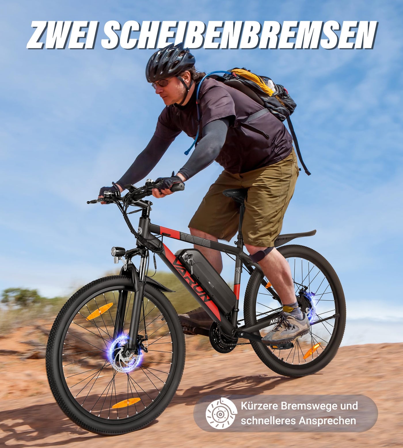 VARUN E Bike Herren Damen 27,5 Zoll E-Mountainbike mit 250W Motor 48V 13Ah Li-Ion Akku, Elektrofahrrad mit 21-Gang-Getriebe, LCD-Display, Federgabel MTB, Laufleistung 50-100KM
