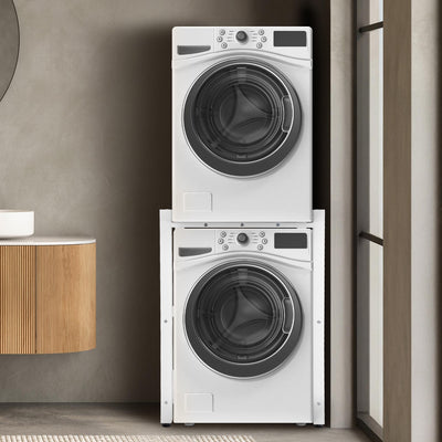 CLP Waschmaschinenregal Medina I Für Bis Zu 2 Haushaltsgeräte I Überbau Aus Stahl, Farbe:weiß