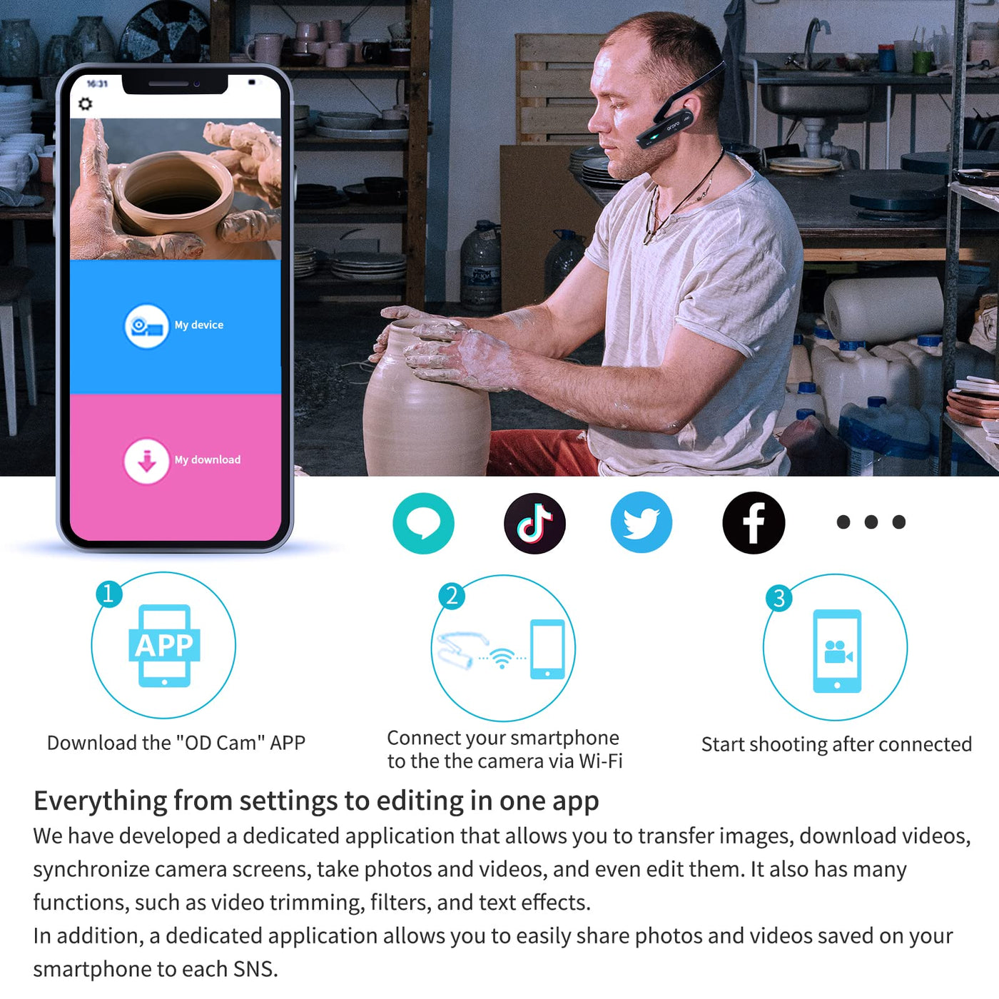 ORDRO EP6 Plus 4K Kopfmontierte Kamera Freihändiger Leichter tragbarer Mini-Camcorder