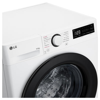 LG W4WR42966, Klasse A/D, Frontlader-Waschtrockner 9-6 kg, 62 x 60 x 85 cm, Wi-Fi, AI Direct Drive, Tiefenreinigung mit Dampf, TurboWash 360, Sicherheitsglastür, Weiß - Bullaugenring: Schwarz