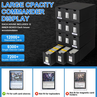 BILIPLE Sammelkarten-Aufbewahrungsbox für 12000+ Karten, Trading Card Storage Box für Commander Display, Karten Deck Box mit 48 Kartentrenner, Spielkarten Deck Case für TCG MTG PTCG und Sports Karten