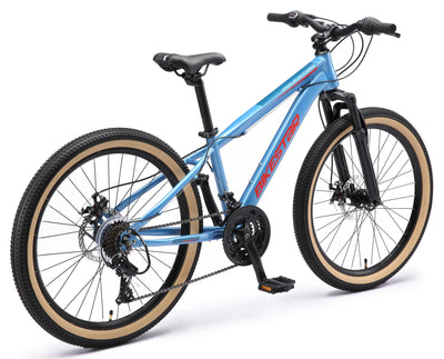 BIKESTAR Kinder Fahrrad Mountainbike 21 Gang Shimano, Scheibenbremse ab 8 Jahre | 24 Zoll Kinderrad MTB | Blau