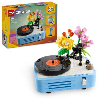 LEGO Creator 3in1 Plattenspieler mit Blumen - Spielzeug umbaubar in Radio oder Mikrofon - Musik Spielzeuge für Kinder - Kreative Geschenkidee für Mädchen und Jungen ab 8 Jahren 31172