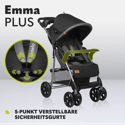 LIONELO Emma Plus Kinderwagen bis zu 15 kg, Kindersportwagen, leicht modern klein Buggy mit Liegeposition, zusammenklappbar, große Räder, großer Korb, Tasche Stone