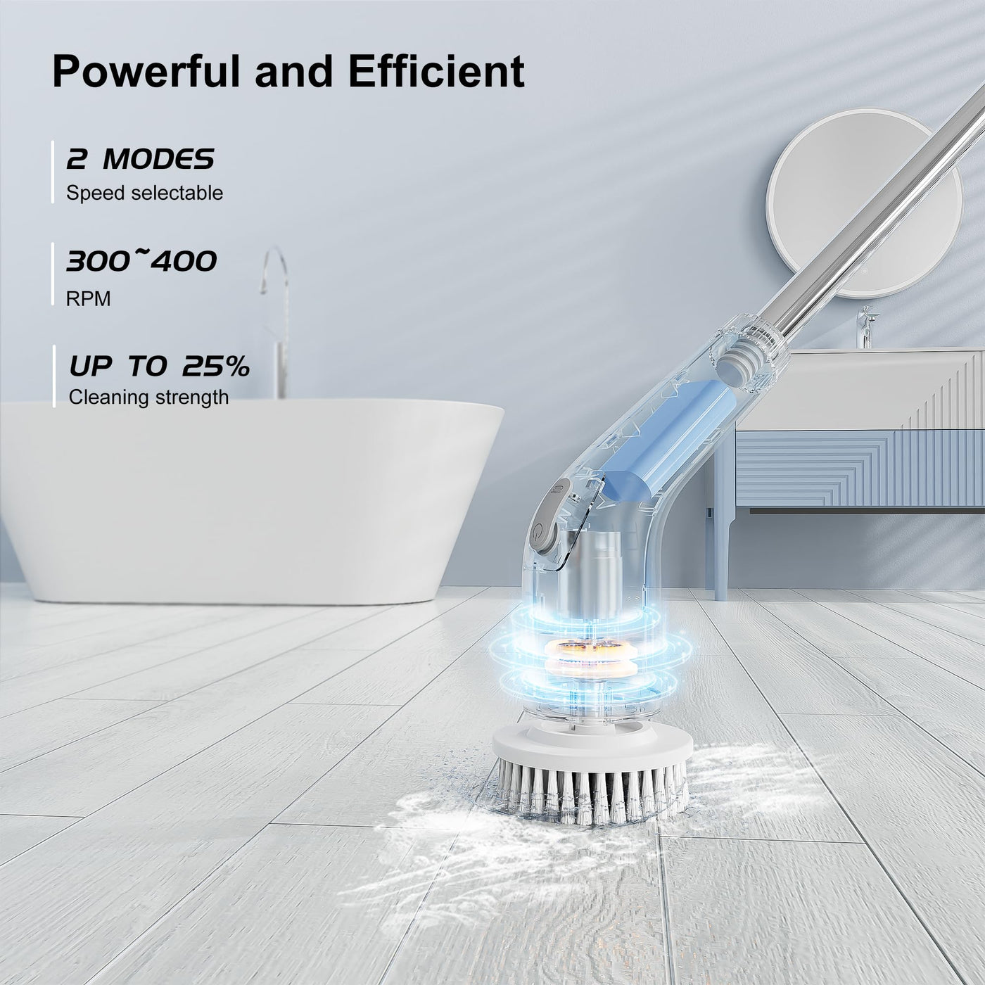 NanoMin 13 in 1 Elektrische Elektrische Reinigungsbürste mit Verlängerungsgriff, Badzubehör-Set mit 11 austauschbaren Bürsten für Toilette, Badewanne, Küche, Boden(Ivory White)