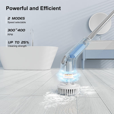 NanoMin 13 in 1 Elektrische Elektrische Reinigungsbürste mit Verlängerungsgriff, Badzubehör-Set mit 11 austauschbaren Bürsten für Toilette, Badewanne, Küche, Boden(Ivory White)