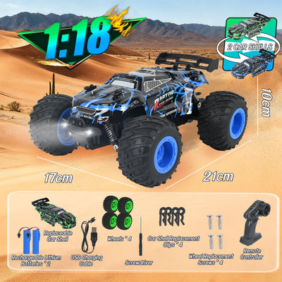 PATEMZON Ferngesteuertes Auto, 1:20 2.4G RC Auto Spielzeug, Ferngesteuerter Monstertruck mit Farbverlaufsbeleuchtung/Zwei Gehäuse/Zweifarbige Reifen, RC Buggy Offroad für Jungen Mädchen Spielzeug
