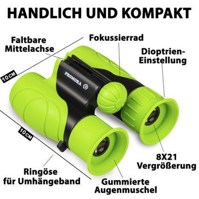 Fernglas für Kinder - Optimales Geschenk für Jungen und Mädchen - Starke Vergrößerung 8X21 – Umfangreiches Set inklusive Lupe & Kompass – Spielzeug für Kinder 3-12 Jahre