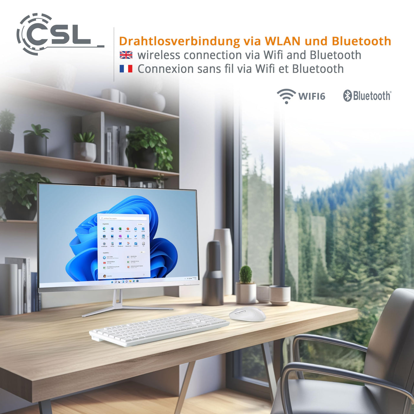 All-in-One-PC CSL Unity F27W-ALS, 68,58 cm (27 Zoll, 1920x1080 Full HD) - Leistungsstarker AIO (Intel N200 CPU 4x3700 MHz, 512 GB SSD, 16 GB DDR4-RAM, Windows 11 Home), weiß