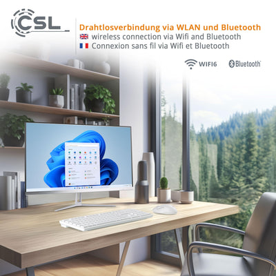 All-in-One-PC CSL Unity F27W-ALS, 68,58 cm (27 Zoll, 1920x1080 Full HD) - Leistungsstarker AIO (Intel N200 CPU 4x3700 MHz, 512 GB SSD, 16 GB DDR4-RAM, Windows 11 Home), weiß