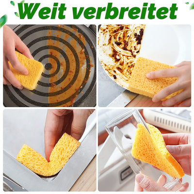 10 Stück Putzschwamm - 100 % natürliche Zellulose Küchenschwamm kratzfest wiederverwendbar komprimiert Reinigungsschwämme für Küche und Bad (Gelb)