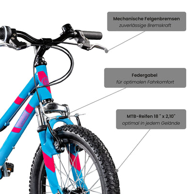 Galano GA20 Kinder Fahrrad ab 115-130cm oder 5 Jahre 7 Gang Mountainbike 18 Zoll für Mädchen oder Jungen Kinderfahrrad Hardtail MTB vorne gefedert, leicht (22 cm, blau)
