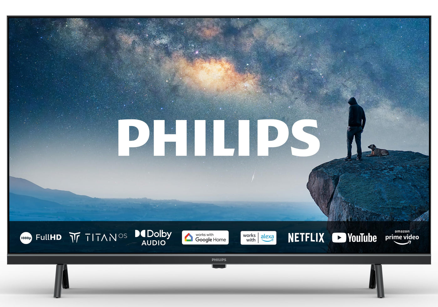 Philips 40PFS6009 FHD LED Smart TV - 40-Zoll Display mit Pixel-präziser, HD Titan OS Plattform und Dolby Digital - Funktioniert mit Alexa und Google Sprachassistent – Matt Schwarzer
