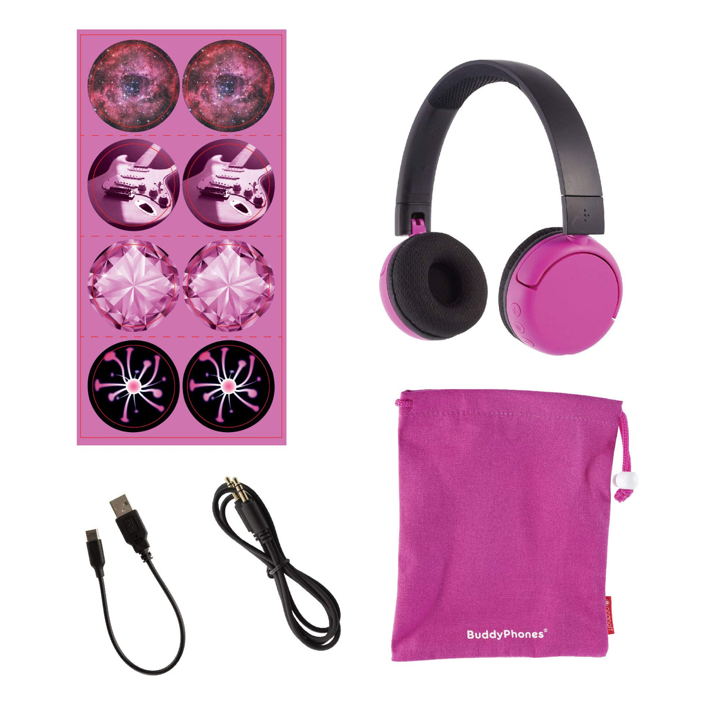 BuddyPhones PopTime, „Made for Amazon“, Pink (Altersklasse: 8-15 Jahre)
