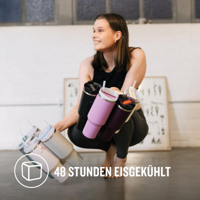 Stanley Quencher H2.0 FlowState Trinkflasche mit Strohhalm 1.2L - Thermobecher Kühlt 11 Stunden - 48 Stunden Eisgekühlt - Spülmaschinenfest - Thermosflasche BPA Frei - Kaffeebecher To Go - Ash