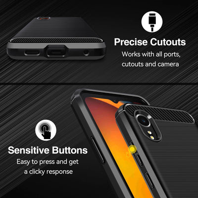 ivoler Hülle für Samsung Galaxy Xcover 7 mit 2 Stück Panzer Schutz Glas, Militärischer Stoßfest Handyhülle, Dünne Weiche TPU Silikon Kratzfest Schutzhülle Anti-Fingerabdruck Case, Schwarz