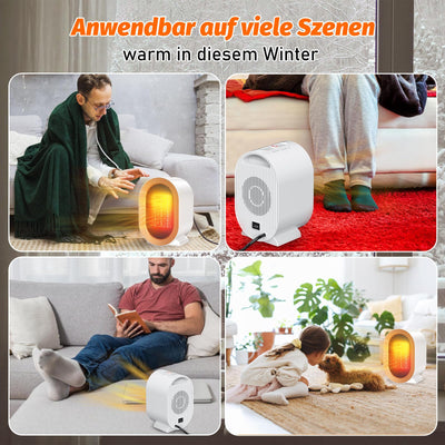Heizlüfter Energiesparend, PTC-Heizlüfter Leise Keramik Heizung Einstellbare Konstante Temperatur, Tragbare Heizlüfter klein, Überhitzungs- & Kippschutz, für Büro, Heim, Schlafsaal (Weiß)