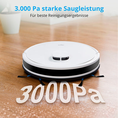 MEDION Saugroboter mit Absaugstation und Wischfunktion X20 SW+ (Lasernavigation, Starke 3000Pa Saugkraft, 2in1 Roboterstaubsauger, präzise Kartenerstellung, Go & No Go Bereiche, mehrere Etagen)