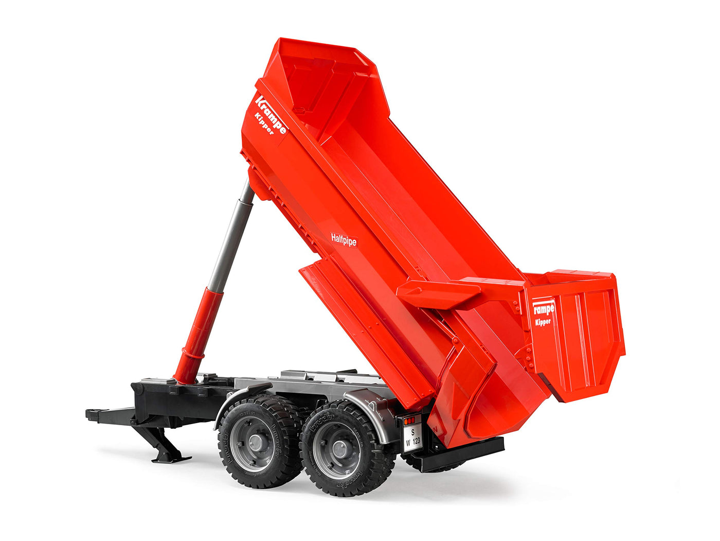 bruder 02225 - Krampe Tandem-Halfpipe-Kippanhänger - 1:16 Transportanhänger, Bordwandanhänger, Muldenkipper, Traktorzubehör, Landwirtschaft, Bauernhof