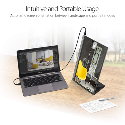 ASUS ZenScreen 15,6" 1080P FHD Laptop Monitor (MB16ACE), IPS USB-C und USB 3.0, Reisemonitor, Smart Cover, externer Monitor für Laptop und (Generalüberholt)