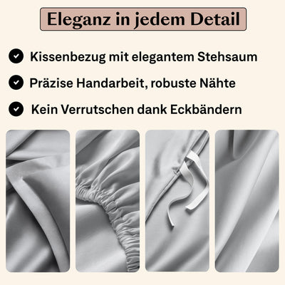 Amqua Mako Satin Kissenbezug (1x) aus ägyptischer Baumwolle 70x90 cm, hellgrau