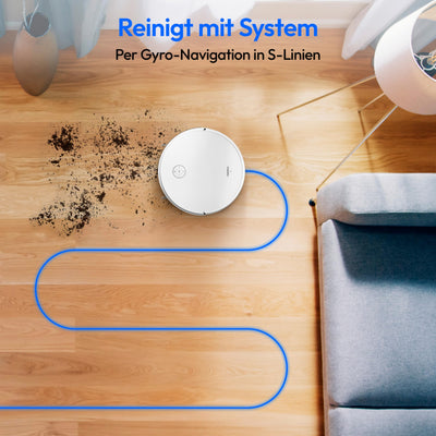 MEDION Saugroboter mit intelligenter Navigation S35 (App- und Sprachsteuerung, 4000Pa Saugkraft, Gyro-Navigation in systematischen S-Linien, Teppicherkennung, Wandsensoren)