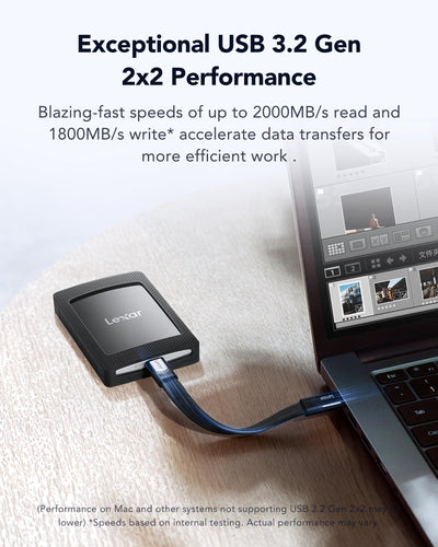 Lexar SL500M 1TB Externe SSD mit Magnetsatz, USB3.2 Gen2x2 Portable SSD, bis zu 2000MB/s Lesen, Kompaktes Externe Solid State Drive Ultra Slim Kompatibel mit iPhone 15 Serie/Mac/PS5/XBOX/Laptop/PC