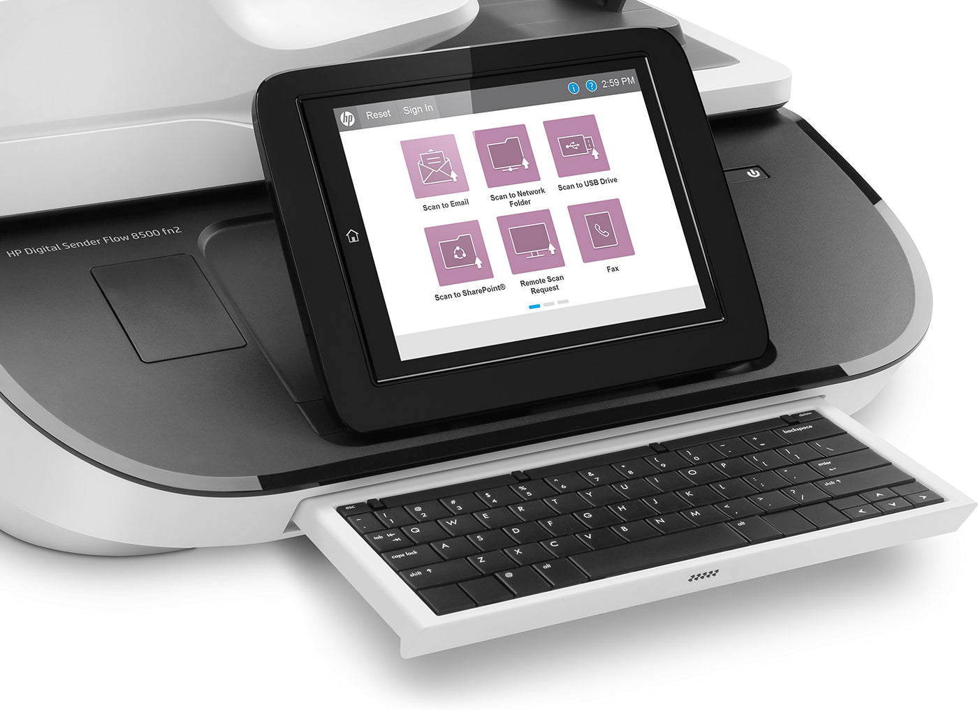 HP Digital Sender Flow 8500fn2 Renewed, Dokumentenscanner, schnelles Netzwerk, 100 ppm, 600 dpi, 150 Blatt, weiß