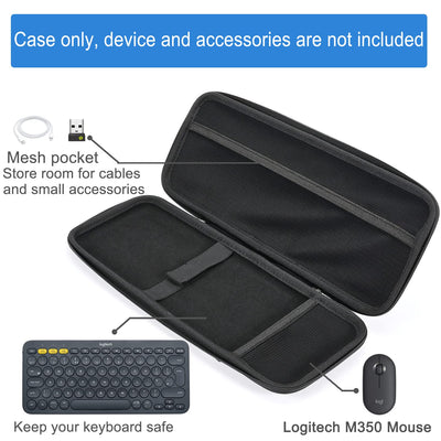 RAIACE Hartschalen-Reisetasche für Logitech K380 Wireless Multi-Device Keyboard und Logitech M350 Mouse Combo. - Schwarz (schwarzes Futter)
