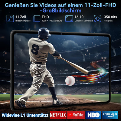 Tablet 2025 Das weltweit erste Android 16 Tablets mit Gemini AI, 11 Zoll FHD Display, 24GB RAM 128GB ROM / 2TB TF, 13MP Kamera, 8000mAh, Widevine L1, 5G WiFi, 2 in 1 - Tablet mit Tastatur und Stift