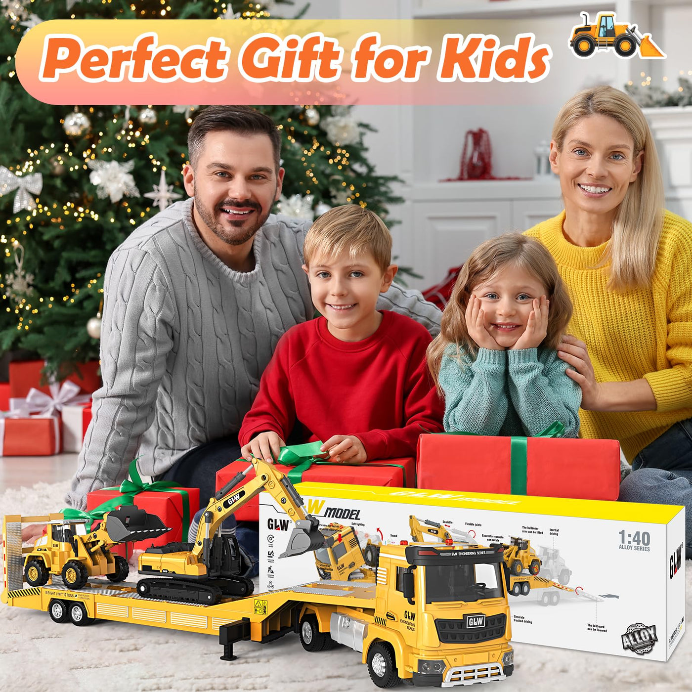 Baukasten Spielzeug für Jungen im Alter von 3-7 Jahren: Bagger Spielzeug, Kleinkinder Auto LKW Spielzeugs, Baufahrzeug Spielzeugs für Jungen im Alter von 3, 4, 5, 6, 7 Jahren als Geschenk