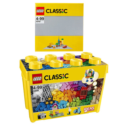 Lego Classic 2er Set 10698 Große Bausteine-Box + 10701 Grosse Graue Grundplatte