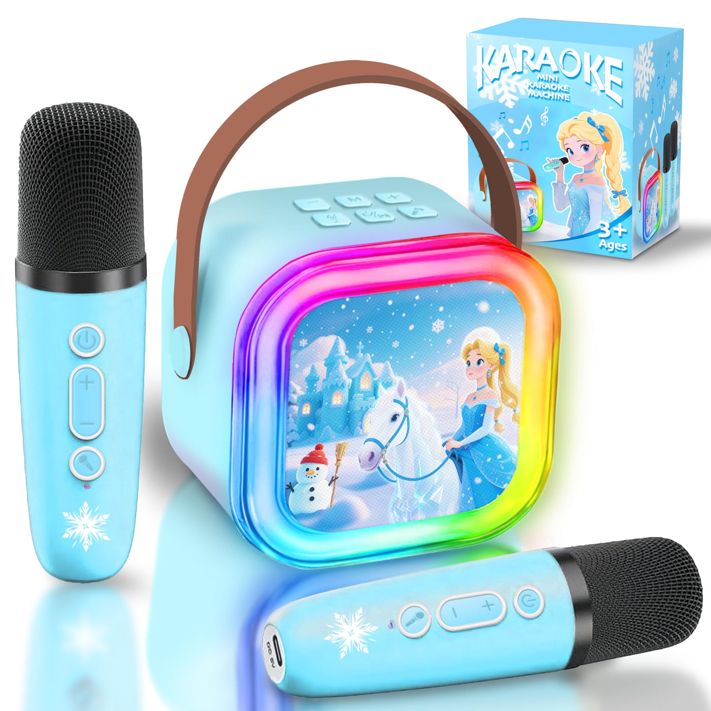 GirliGlee Kinder Mikrofon,Mädchen Spielzeug,Karaoke Maschine für Mädchen,Bluetooth Karaoke Box Anlage mit 2 Mikrofonen, Frozen Geschenke für Mädchen 3 4 5 6 7 8 9 Jahre