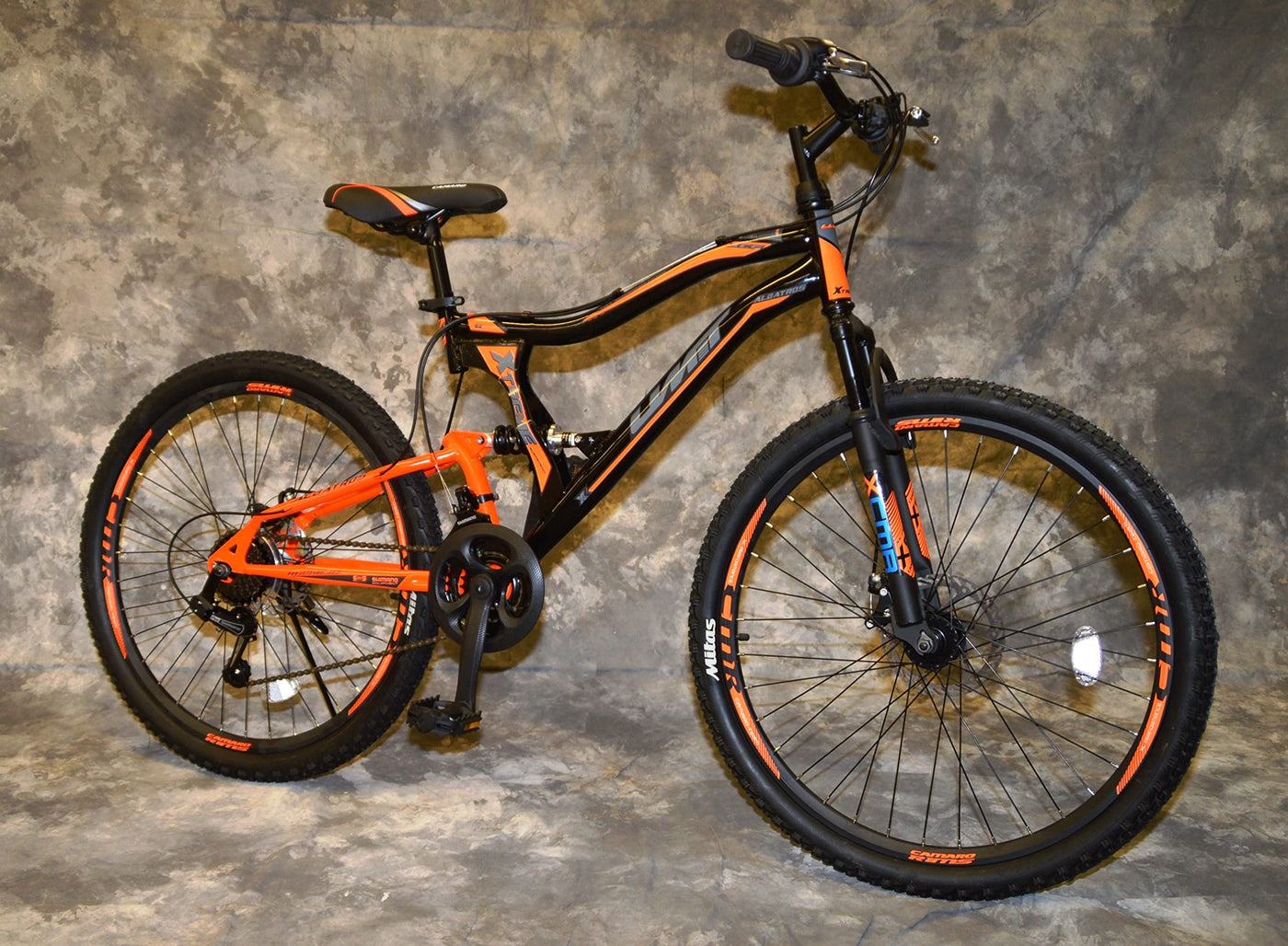 26 Zoll MTB Albatros Vollgefedert, 21-Gang Kettenschaltung, Scheibenbremsen NEU 2659-SCHWARZ-ORANGE Bitte BEACHTEN AB 155 cm KÖPERGRÖSSE GEEIGNET !!!!!!!