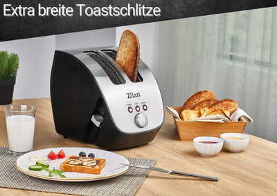 Edelstahl Toaster | 2 Scheiben Toaster | Design Toaster | Schräg Ttoaster | Toastautomat | Röstautomat | 1000 Watt | Edelstahl-Gehäuse | Stufenlos einstellbar | INOX-Design |