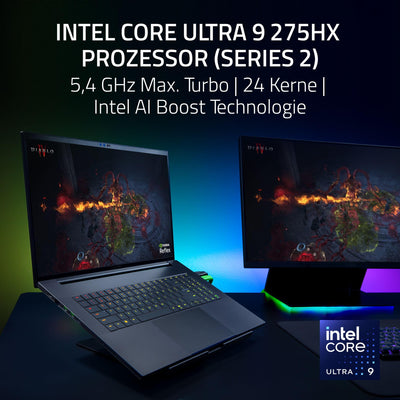 Razer Blade 18 (2025) - 18 Zoll Gaming-Laptop - NVIDIA GeForce RTX 5080 - Intel Core Ultra 9 275HX - 18" Dual Display UHD+ 240Hz - FHD+ 440Hz - 32GB DDR5-1TB SSD - QWERTZ DE-Layout | Schwarz