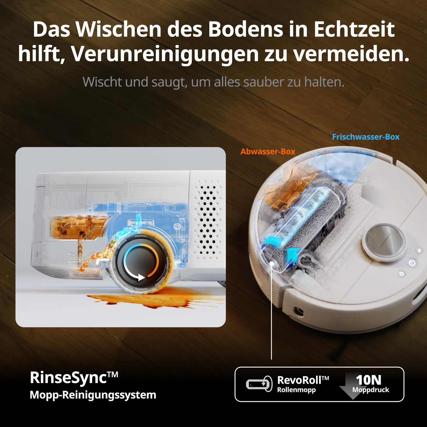 SwitchBot S10 Saugroboter mit Wischfunktion - Saugroboter mit Absaugstation für 70 Tage, Auto-Wasserfüllen & ablassen, Mopp-Selbsttrocknung & -Reinigung, Selbstleerung, 6500Pa, Funktioniert mit Alexa