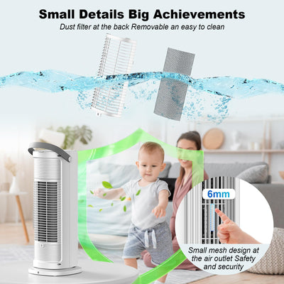 Klimaanlage Mobil, 4-in-1 Mobiles Klimagerät, Turmventilator Luftkühler mit Wasserkühlung Wassertank, 4 Windgeschwindigkeiten, 90°Oszillation,10H Timer, Fernbedienung, Leise für Zuhause