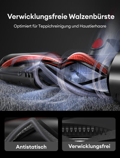 Ultenic U16 Flex Akku Staubsauger Kabellos 550W/45 Kpa, 60 Min Laufzeit Akkustaubsauger mit Touchscreen und Faltrohr, Wandmontierte Ladestation Grün Licht, Anti Tangle für Hartböden Teppich Tierhaare