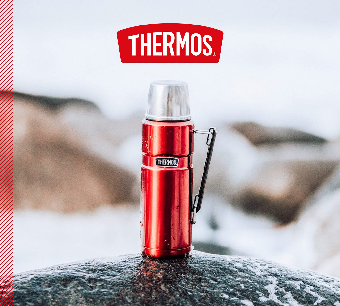 Thermos 4003.248.120 Isolierflasche Stainless King, 1,2 L, Edelstahl, Cranberry