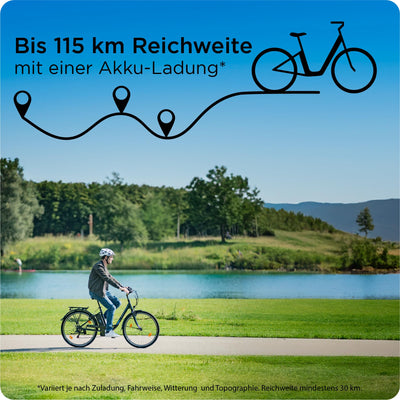 ZÜNDAPP Z505 City E-Bike Damen 26 Zoll | Citybike mit 6 Gang Schaltung Pedelec | für 150-185 cm | Bike mit StVZO Beleuchtung und Gepäckträger (schwarz, 43 cm)