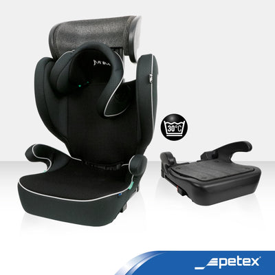 PETEX Auto-Kindersitz mit ISOFIX - Basic Plus i-Size Norm nach ECE R129 für Kinder von ca. 100-150 cm, höhenverstellbarer Kinderautositz in schwarz, 1 Stück