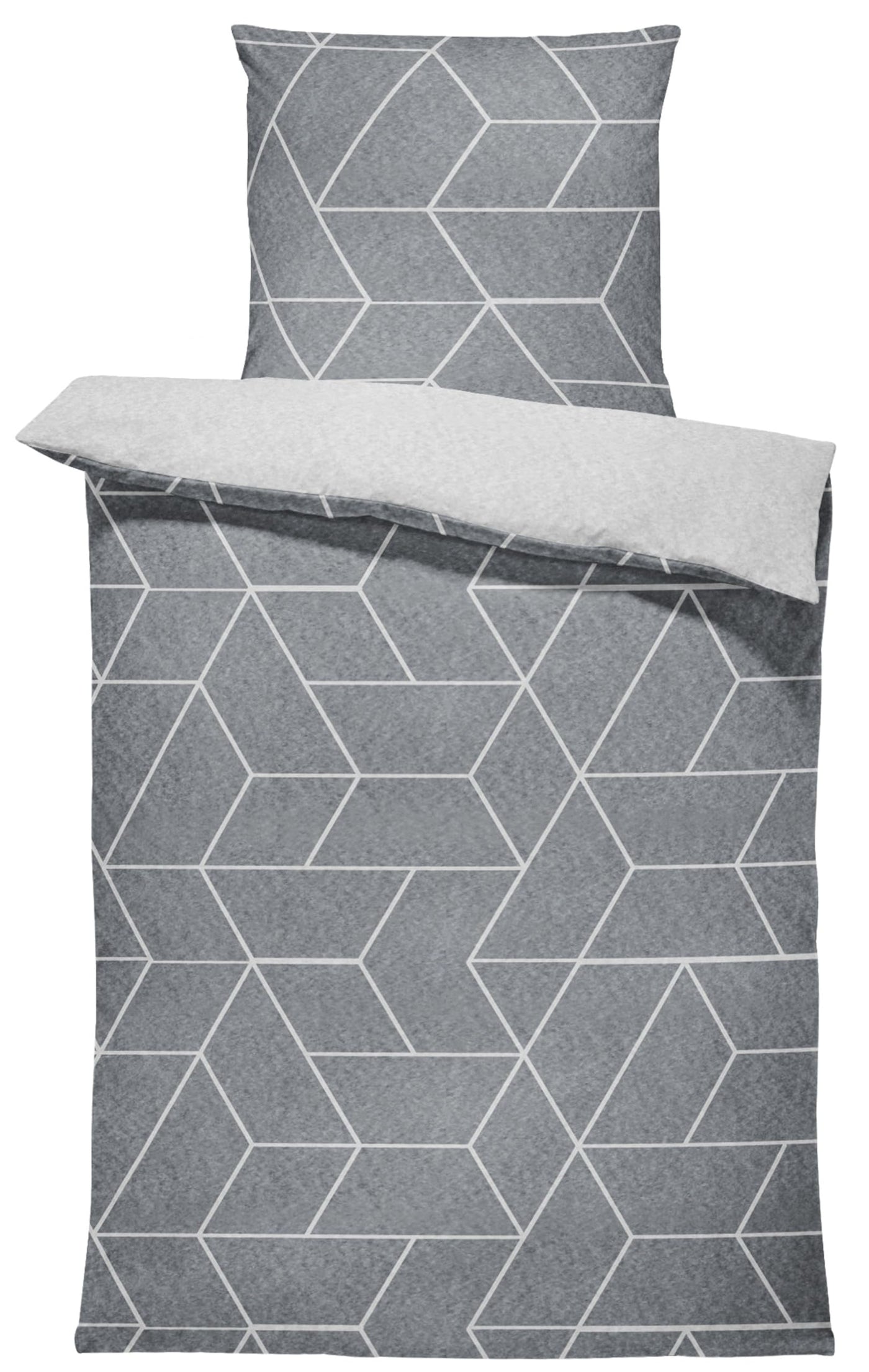 one-home Winter Bettwäsche Thermo Fleece Kuschelig Warme Bettbezüge Flauschig Warm Weich, Größe:2 teilig 135x200 cm, Farbe:Geometrisch grau