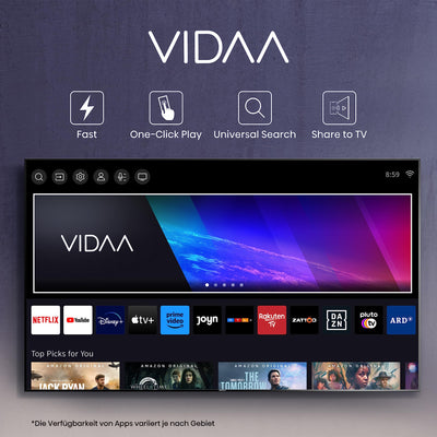 Hisense 50E7KQ QLED Smart TV 127cm (50 Zoll), 4K, HDR10, HDR10+ decoding, HLG, Dolby Vision, DTS Virtual, 60Hz Panel, Bluetooth, Alexa Built-in, VIDAA Voice, schwarz [2023