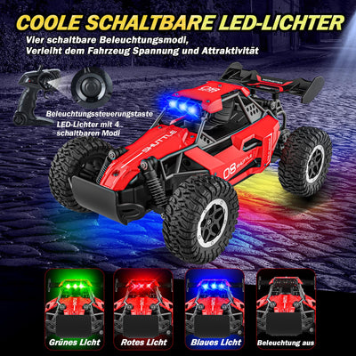SZJJX Ferngesteuertes Auto ab 3 4 5 6 7 8+ Jahre Kinder,2.4Ghz RC Auto Spielzeug mit Alloy Gehäuse,LED Blinken,2WD 20KM/H Rennauto Ferngesteuert,RC Car Crawler Geschenk Mädchen Junge Kinder Rot