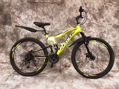 Generisch 24 Zoll MTB Albatros Vollgefedert, 21-Gang Kettenschaltung, Scheibenbremsen NEU 2459-GELB-SCHWARZ Bitte BEACHTEN AB 138 cm KÖPERGRÖSSE GEEIGNET !!!!!!!