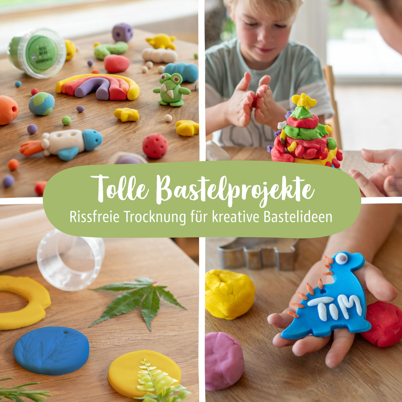 Miniwerk Bio Knete Set Kinder 4x 100gr., Geschenk Mädchen & Jungen 4 5 Jahre – Knete ab 2 Jahre ungiftig und vegan – Schultüte Füllung & Kindergeburtstag (Rot, Blau, Grün, Gelb), Softknete